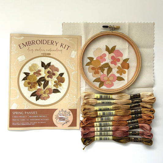 Spring Pansy Embroidery Kit