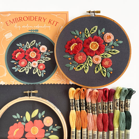 Folky Florals Embroidery Kit - 6 inch project