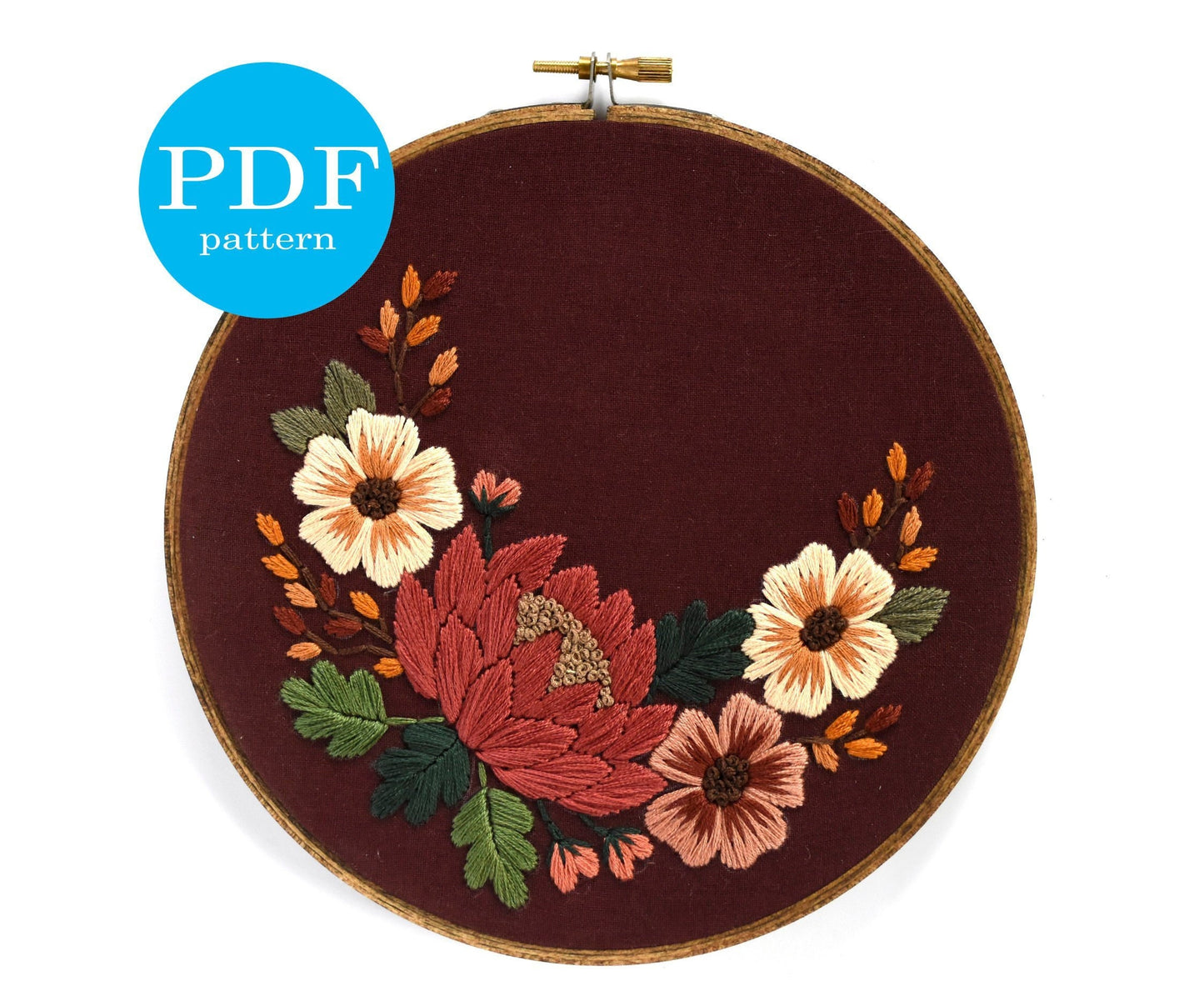 Autumn and Halloween Embroidery Pattern Duo. Beginner Embroidery pattern. PDF Digital Download. 7" embroidery hoop. Gothic decor