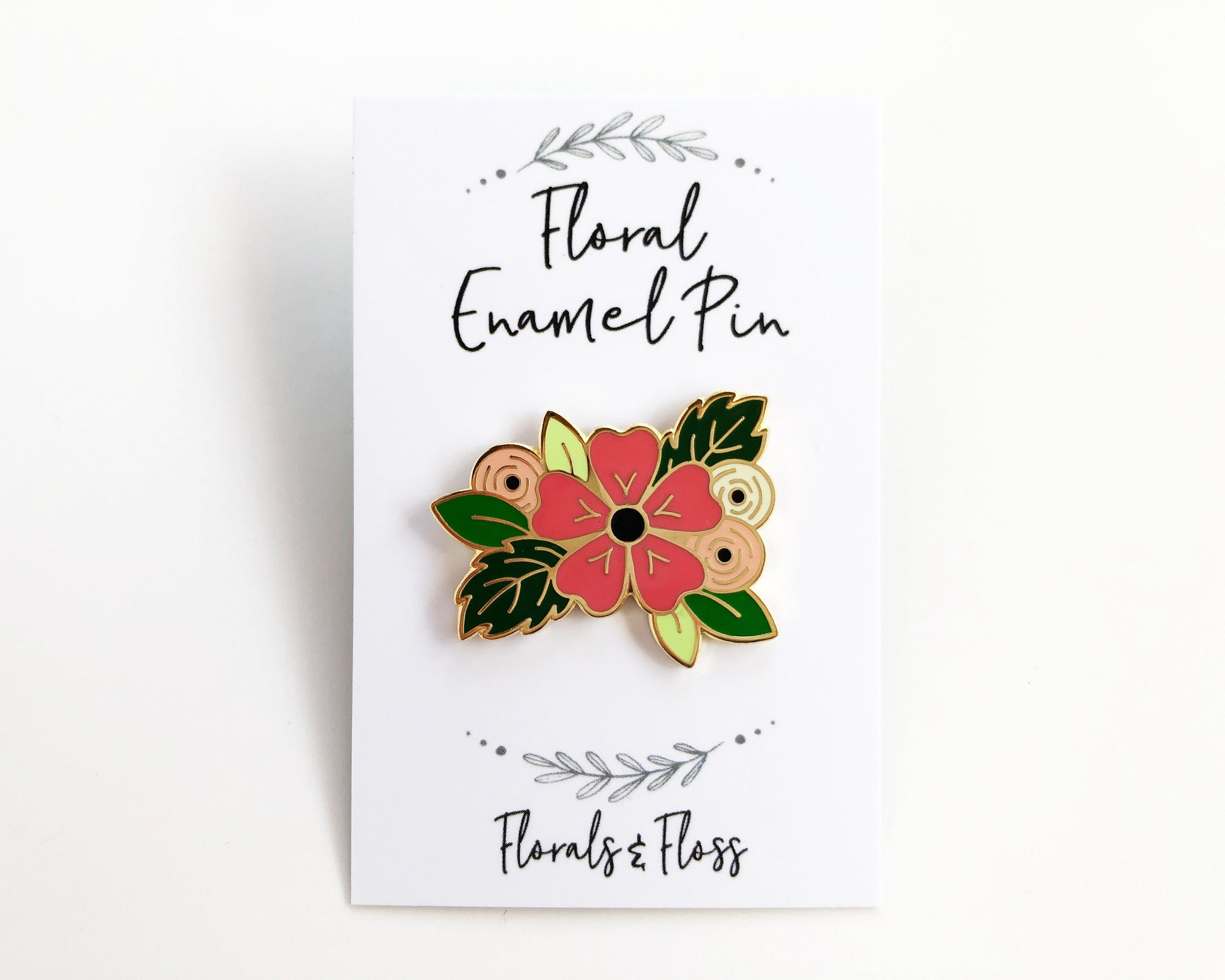 Floral enamel pin, Enamel pin, lapel pin, flower pin, floral clothing accessory