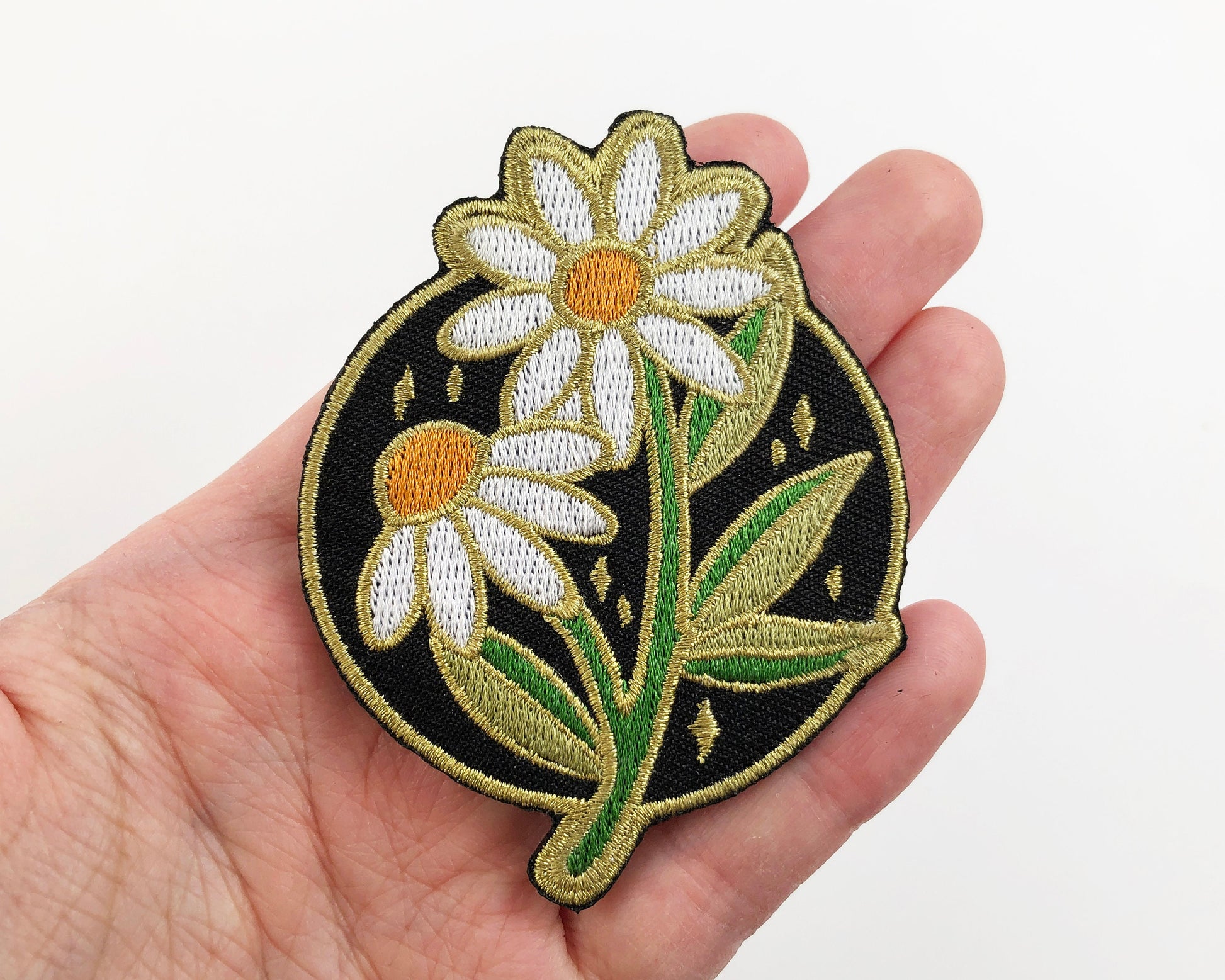 celestial daisy wildflower iron-on flower patch, 3” Embroidered patch, Floral patch, wildflower embroidered patch, wildflower patch