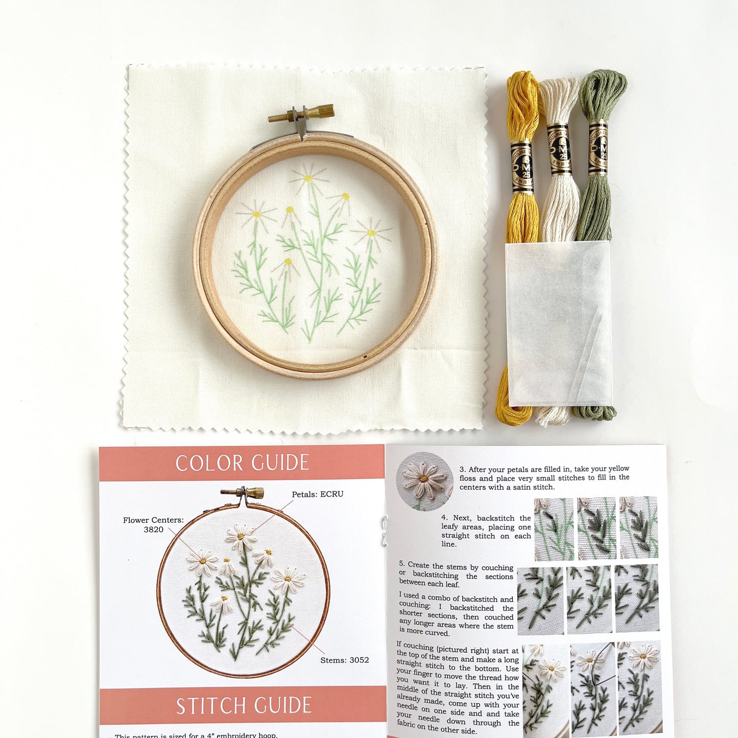Chamomile Daisies Mini Wildflower Embroidery Kit