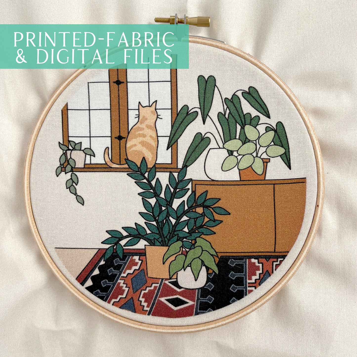 Window Cat Printed Fabric - 6"