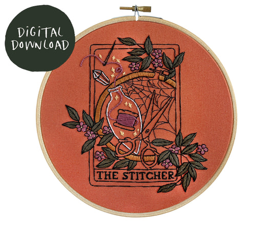 The Stitcher, Tarot Embroidery Pattern- 7"
