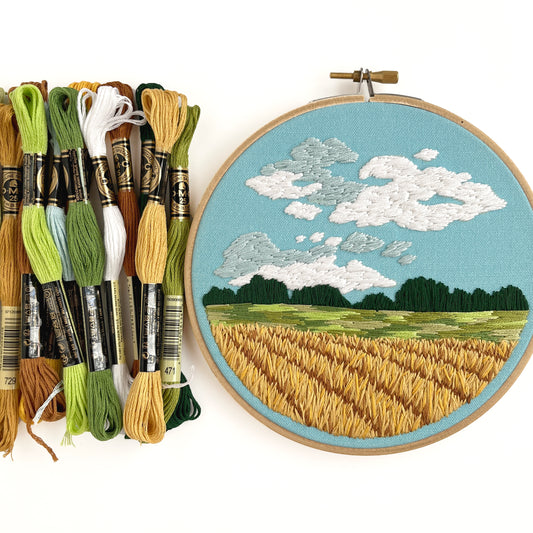 Prairie Embroidery Kit (printed fabric) - 6"