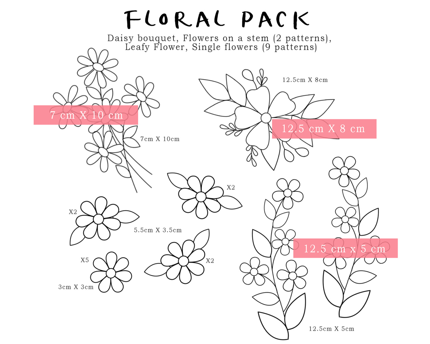 Flower Pack Stick and Stitch Embroidery Designs