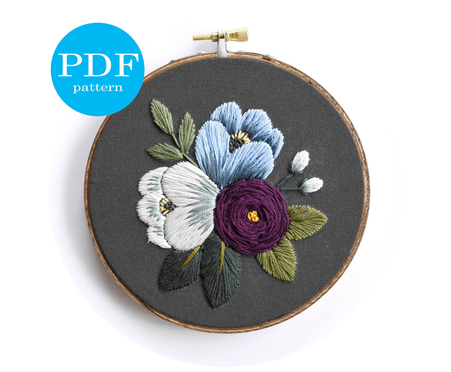 Tulip Embroidery Pattern. Digital Download. 5" embroidery hoop. DIY Home Decor. Beginner Embroidery pattern. Flower embroidery pattern.