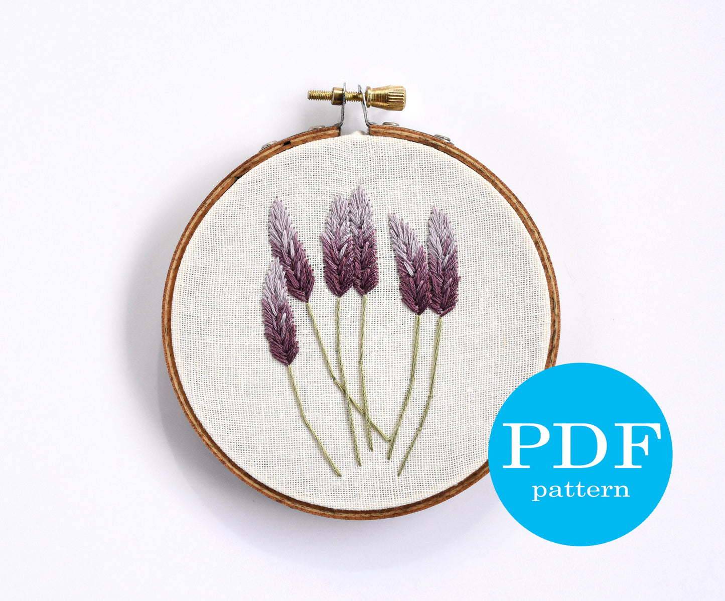 Wheat and lavender embroidery pattern. PDF Digital Download. 4" embroidery hoop. Beginner Embroidery. Lavender Embroidery. Wheat Embroidery