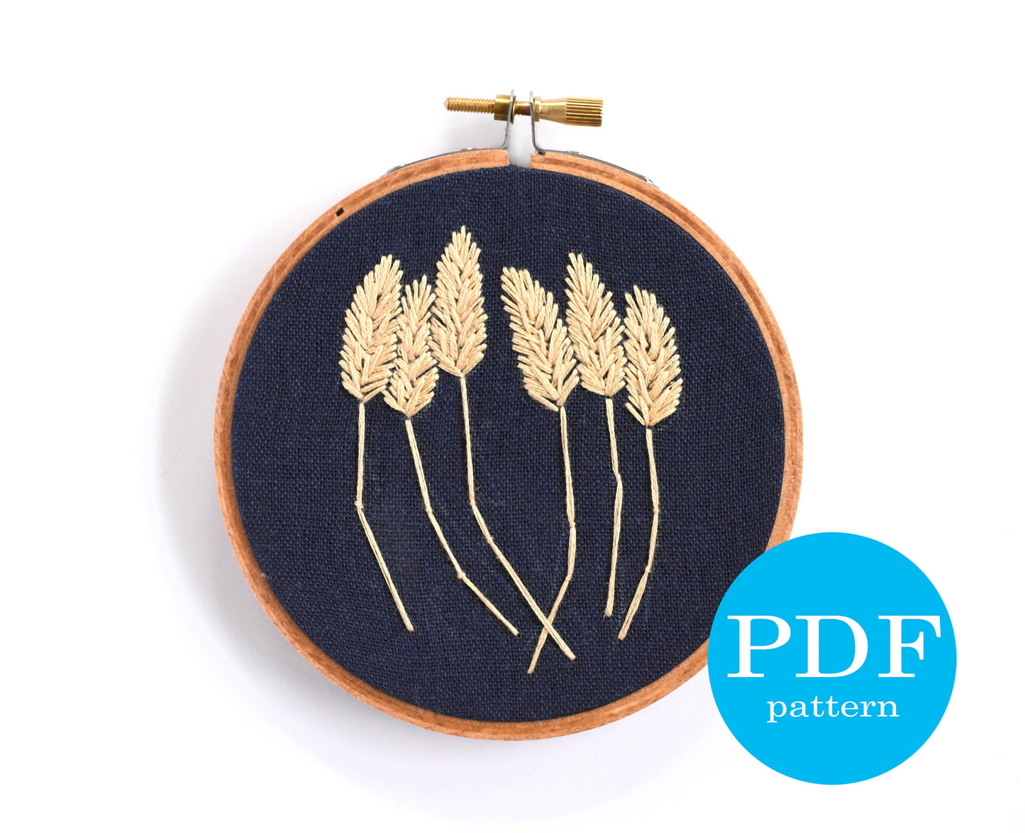 Wheat and lavender embroidery pattern. PDF Digital Download. 4" embroidery hoop. Beginner Embroidery. Lavender Embroidery. Wheat Embroidery