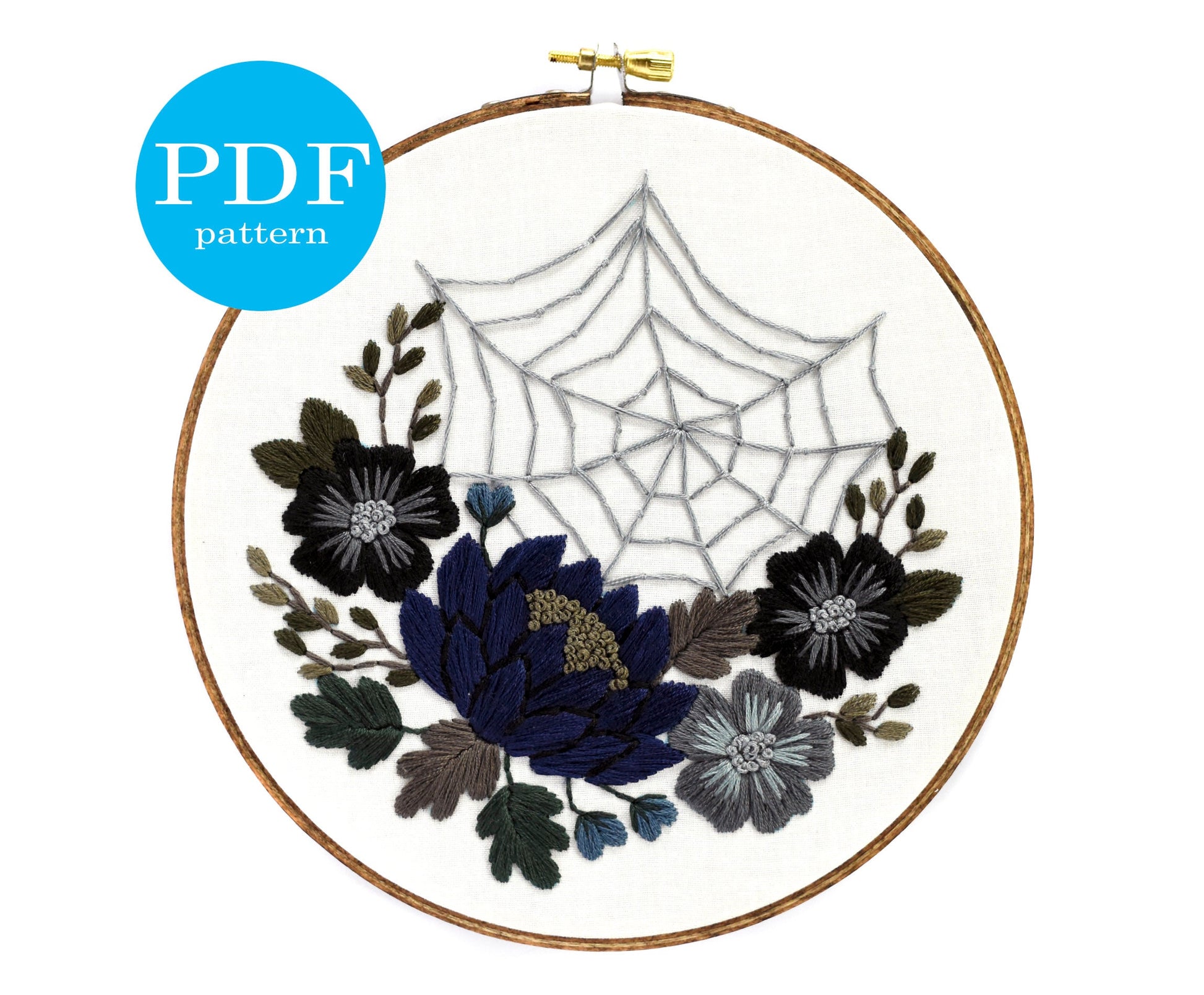 Autumn and Halloween Embroidery Pattern Duo. Beginner Embroidery pattern. PDF Digital Download. 7" embroidery hoop. Gothic decor