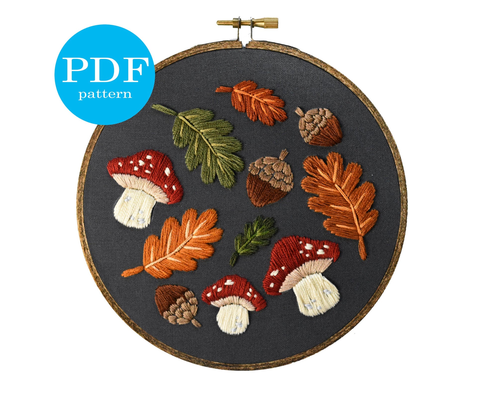 Woodland Embroidery Pattern duo. Beginner Embroidery. PDF embroidery pattern. Autumn Embroidery pattern. Embroidery pattern. Woodland wreath