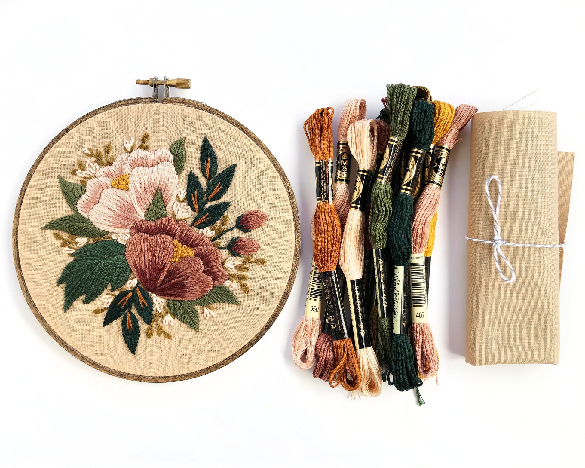 Hand embroidery Kit, Blush Florals Embroidery Kit, DIY embroidery, DIY home decor, embroidery kit, flower embroidery, floral embroidery