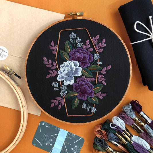 Halloween Embroidery Kit, DIY embroidery, embroidery kit, spooky embroidery, modern embroidery kit, gothic rose embroidery