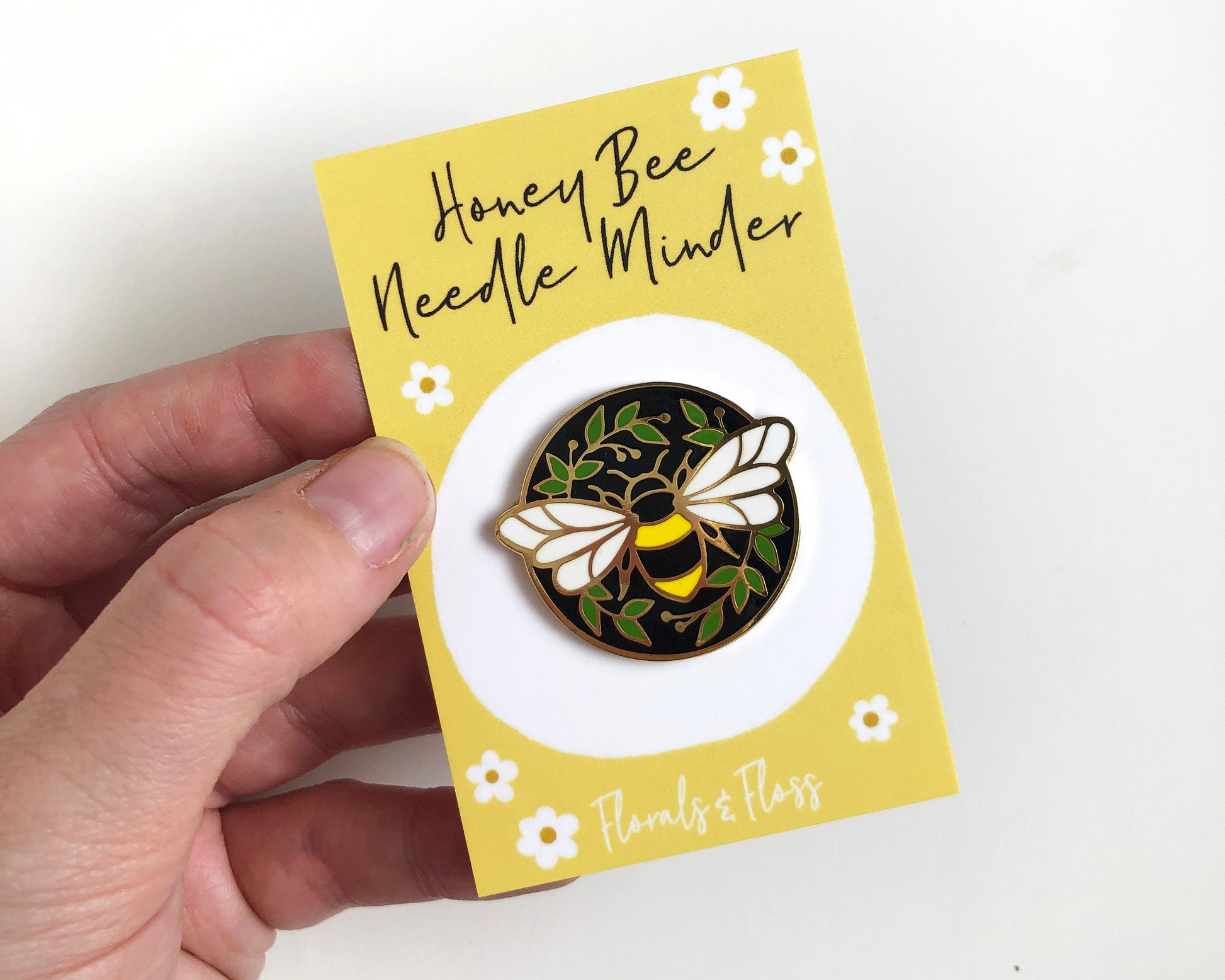 Honey Bee needle-minder, insect needleminder, magnetic needleminder, cross stitch needle minder, embroidery accessory, quilting accessory