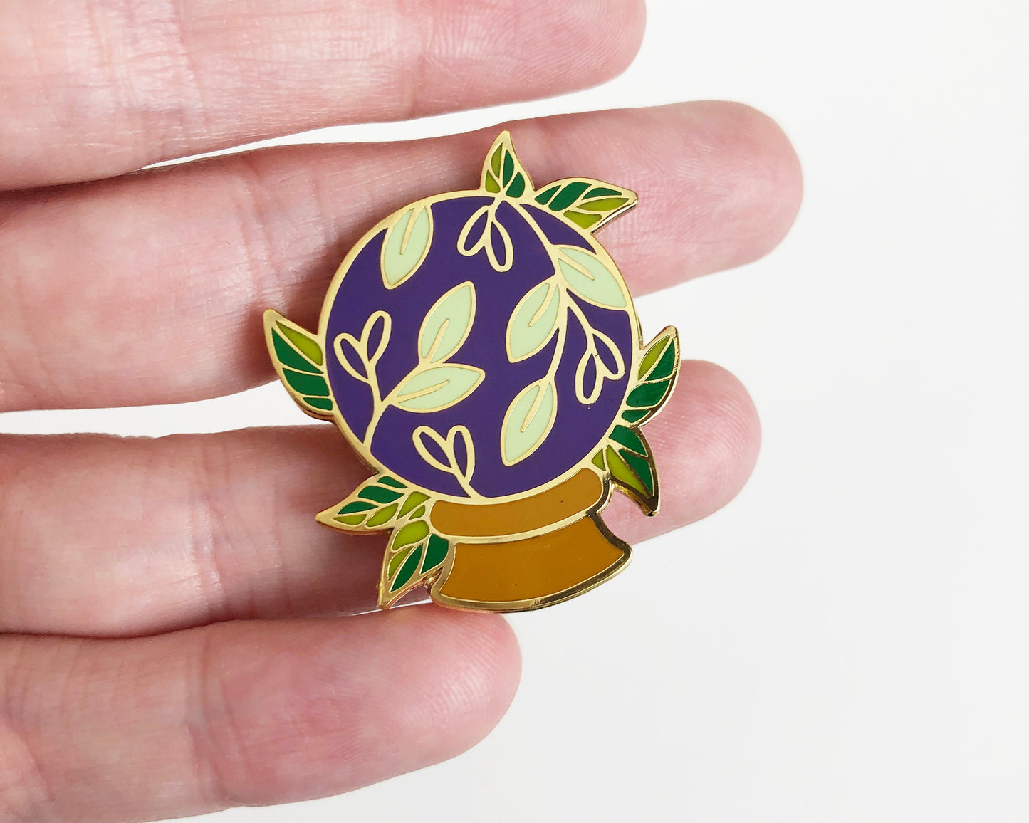 Crystal Ball enamel pin, Enamel pin, lapel pin, witchy pin, plant clothing accessory, spooky pin, witchcraft pin, green witch
