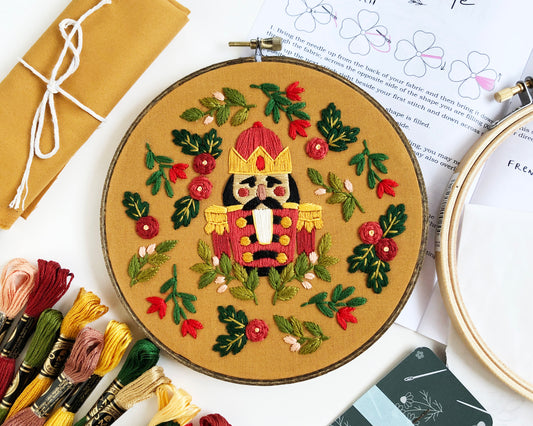 Nutcracker Embroidery Kit, Christmas Embroidery, modern embroidery kit, Beginner embroidery kit, crafty gift, holiday gift, hand embroidery